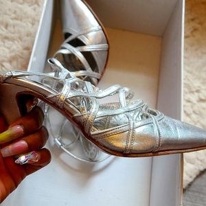 SILVER Strappy Heel